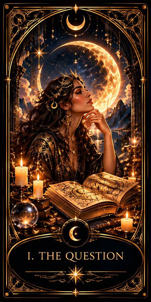 The Question — a celestial oracle contemplating a question